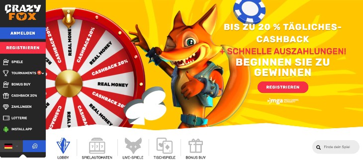 Crazy Fox Casino Seite