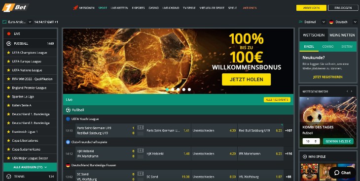 1Bet Casino Seite