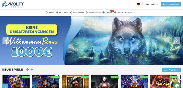 Wolfy Casino Seite