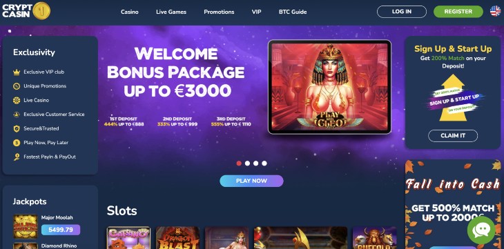 Crypto1Casino Seite