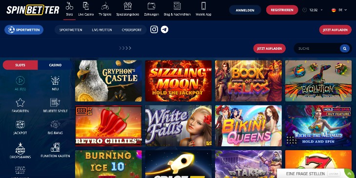 SpinBetter Casino Seite