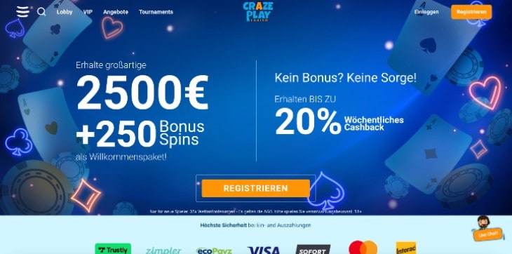 Craze Play Casino Seite