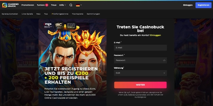 CasinoBuck Seite