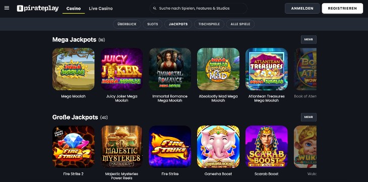 Pirateplay Casino Seite