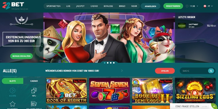 22Bet Casino Seite