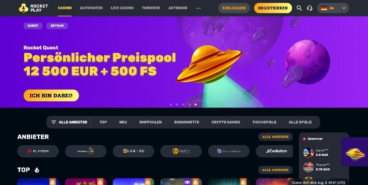Rocketplay Casino Seite