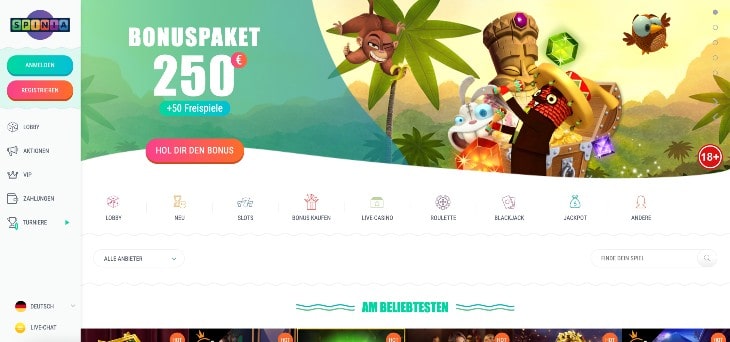 Spinia Casino Seite
