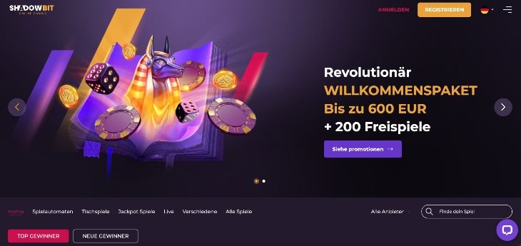 ShadowBit Casino Seite