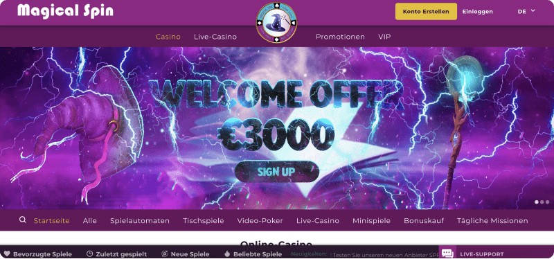 Magical Spin Casino Seite