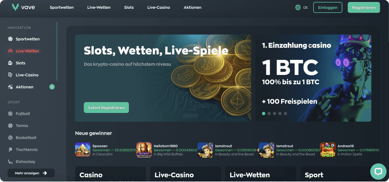 vave Casino Seite
