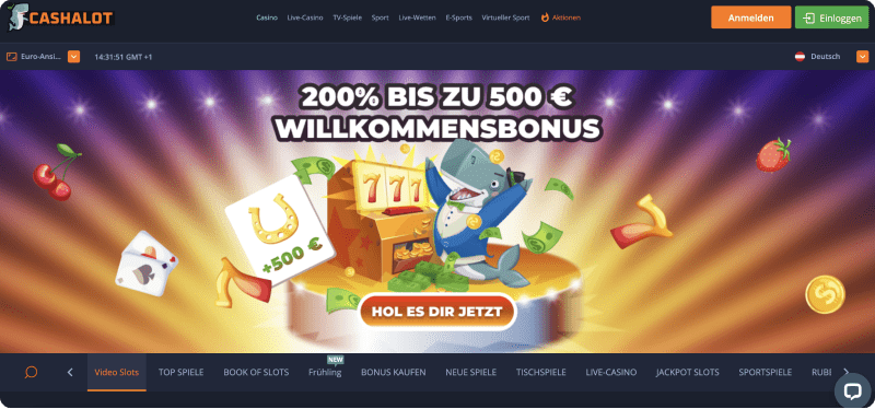 Cashalot.bet Casino Seite